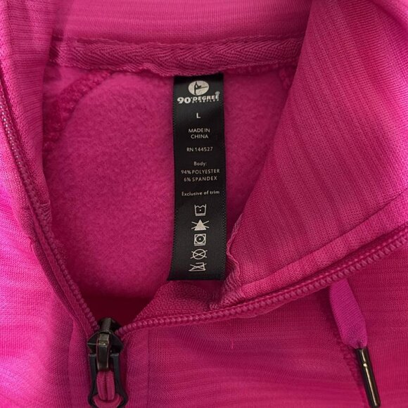 90 Degree Pink Heathered Athletic Zip-Up Hoodie- Size Large - Picture 5 of 6